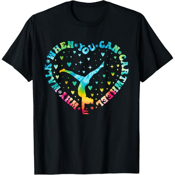 Tie-dye Heart Cartwheel Gymnastics Cheerleader Gymnast Girl T-ShirtMen's and women's pure cotton short-sleeved shirts