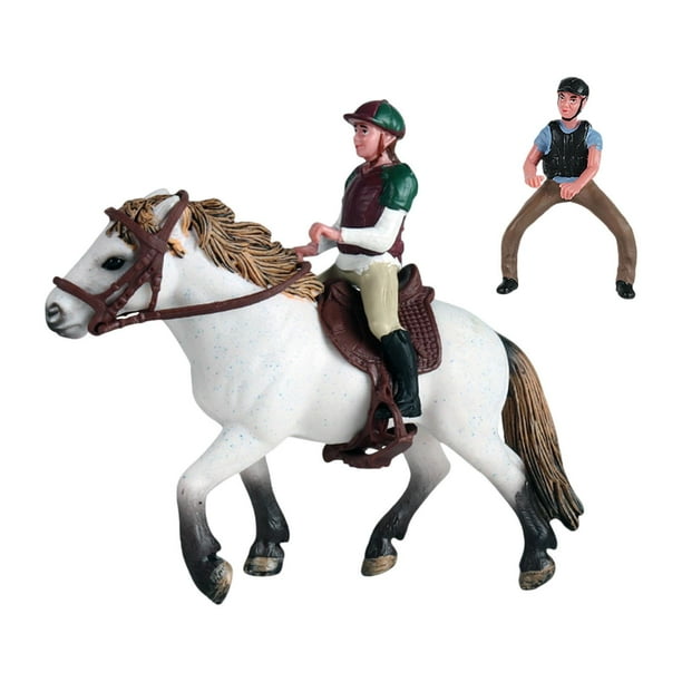 Figura de acción de caballo de PVC con jinete, modelo de simulación, colección educativa Estilo D