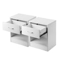 thumbnail image 4 of Hassch Set of 2 Nightstands with Drawer and Open Shelf, 2-Tier Bedside Table, Modern Minimalist Design for Modern Bedrooms (White), 4 of 8