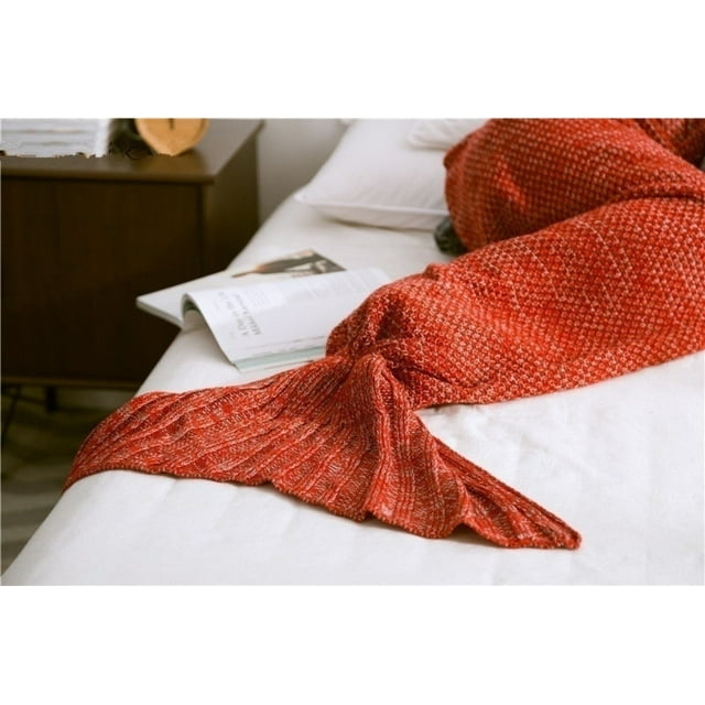 Hot Super Soft Warm Hand-Crocheted Mermaid Tail Blanket Sofa Blanket Sleeping Bag