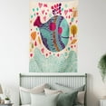 thumbnail image 3 of Whale Decor Tapestry, Colorful Ornamental Designed Big Whale with Waves Plants and Hearts around, Wall Hanging for Bedroom Living Room Dorm Decor, 40W X 60L Inches, Multi Colored, by Ambesonne, 3 of 5