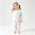 thumbnail image 3 of Linfrsh Pajamas For Toddler Boys 5t-6t Toddler Toddler Kids Toddler Girls Boys Soft Comfy Modal Tencel Solid Raglan Sleepwear Pajamas Pjs 2pcs Set(White,3-4 Years), 3 of 5