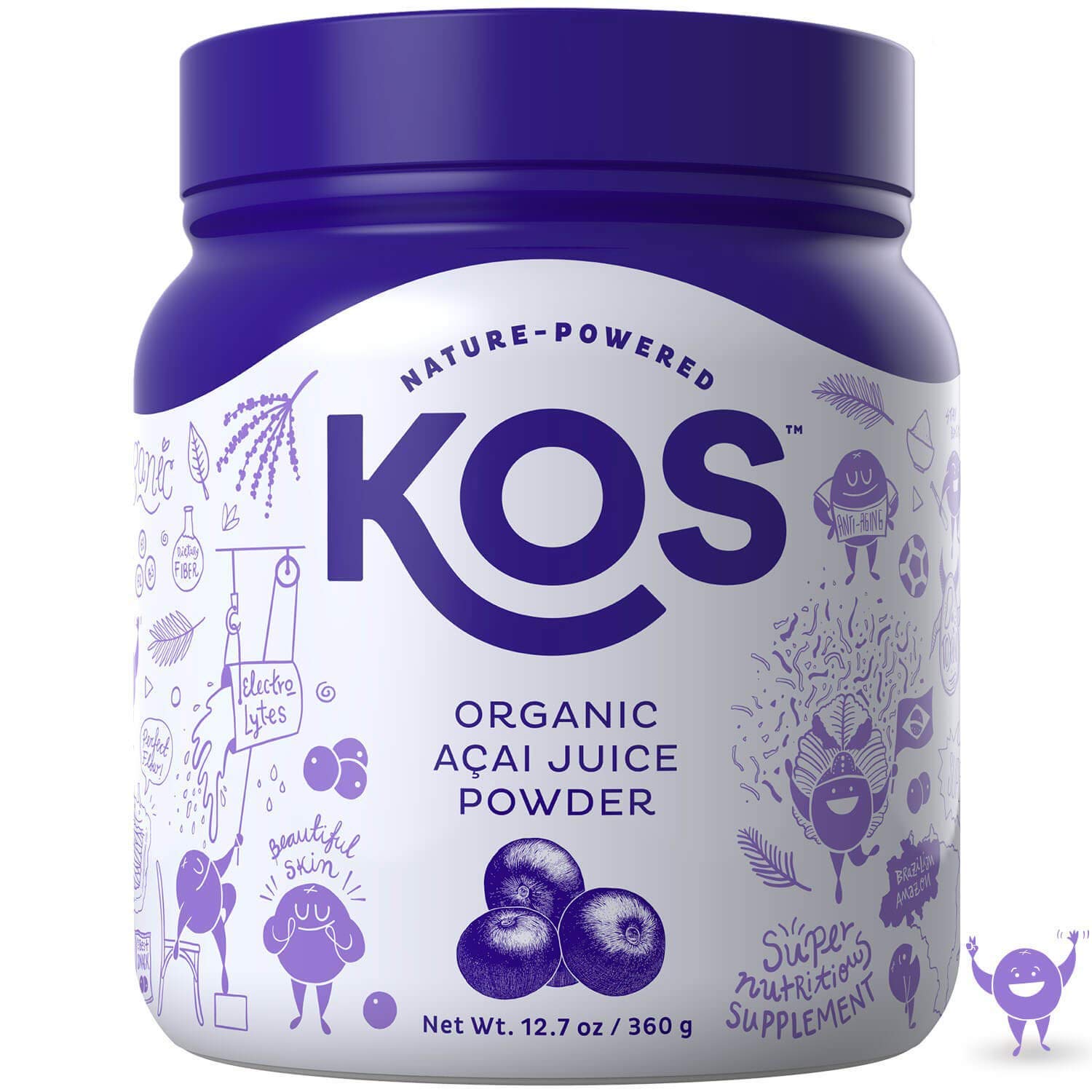 KOS Organic Açaí Juice Powder, Natural Antioxidant Superfood, 12.7oz