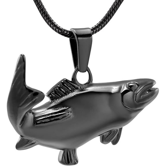 Cremation Jewelry for Ashes Fish Urns Necklace for Men Women Memorial Keepsake Jewelry Shark Fish Ashes Pendant for Pets/Human