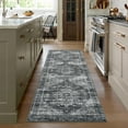 thumbnail image 2 of HOMERRY Runner Rug 2' x 6' Washable Distressed Boho Floral Hallway Runner Carpet, Dark Gray, 2 of 7