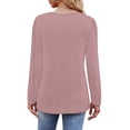 thumbnail image 5 of LISTHA Long Sleeve T Shirt Women 2025 Pleated Blouses Crew Neck Trendy Tunic Tops Dressy Fashion Tops Light pink S, 5 of 6