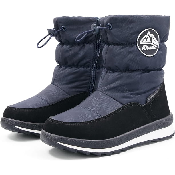 K KomForme Botas de nieve para niños y niñas, botas de invierno para exteriores, impermeables con forro de piel (niños pequeños/niños grandes)