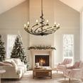 thumbnail image 4 of LovingAHome Vintage Candle Chandelier,12 Lights Spiral Farmhouse Pendant Light Fixture for Kitchen Island,Dining Room,Living Room, 4 of 8