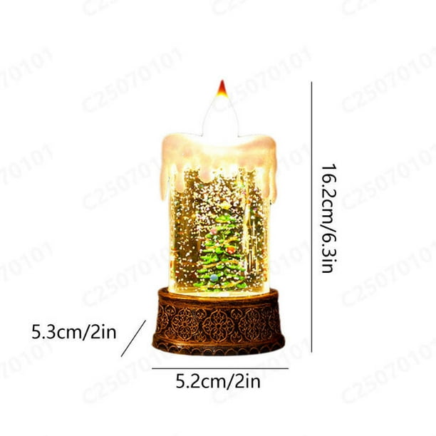 Ornamentos de Navidad Únicos Vela Llena de Agua Brillante de Navidad Decoración de Luz Nocturna de Linterna de Viento Pequeña Decoración de Navidad Ornamentos de Navidad Pequeños 100Ml
