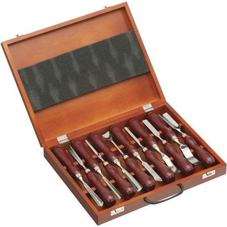 Wooden Carving - Grizzly H2930 12 pc. Carving Chisel Set in Wooden Case