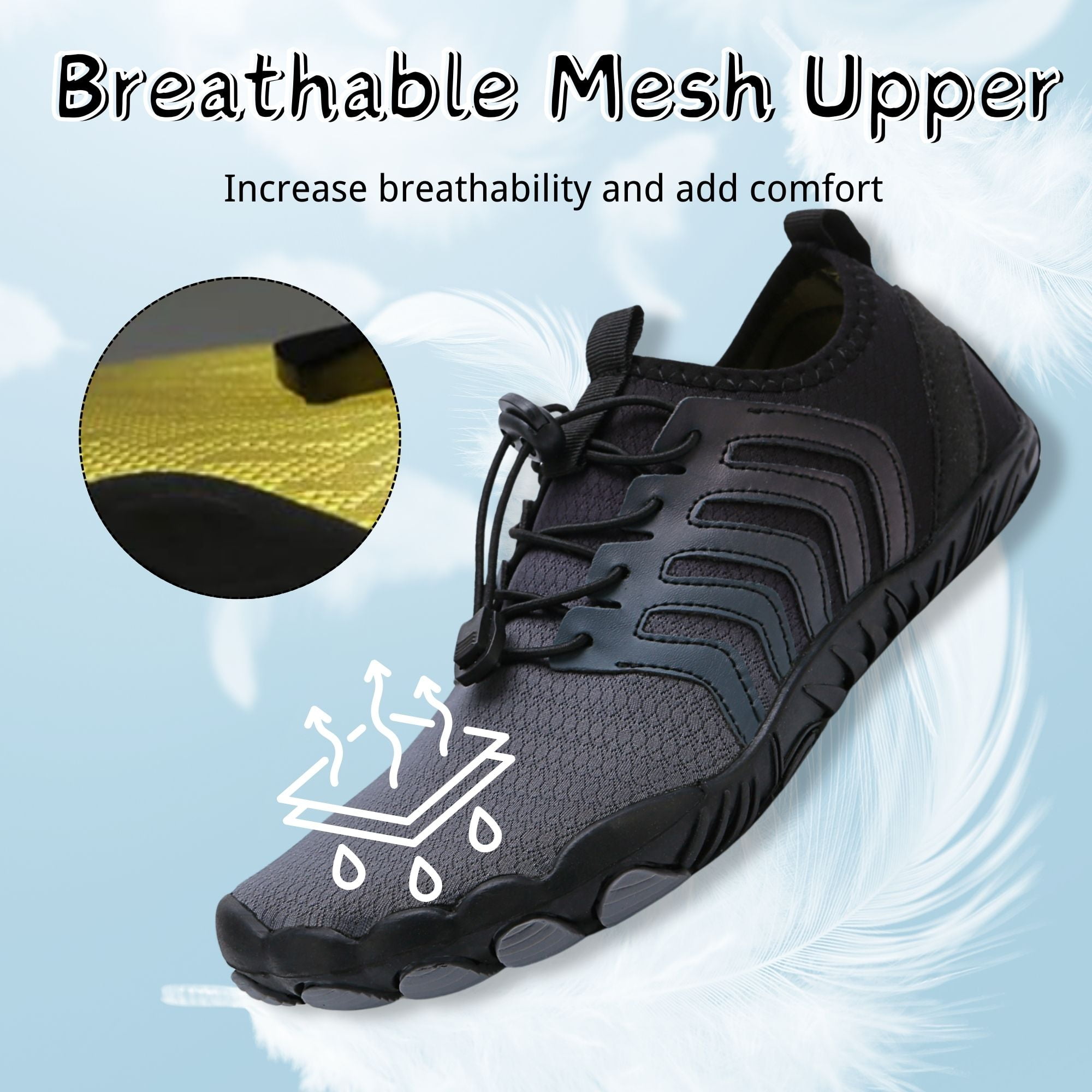 BERANMEY Hiking Barefoot Shoes Womens Mens Non-slip Quick Dry Breathable Water Shoes for Women Athletic Shoes Workout Shoes with Drainage Lightweight Grounded Footwear