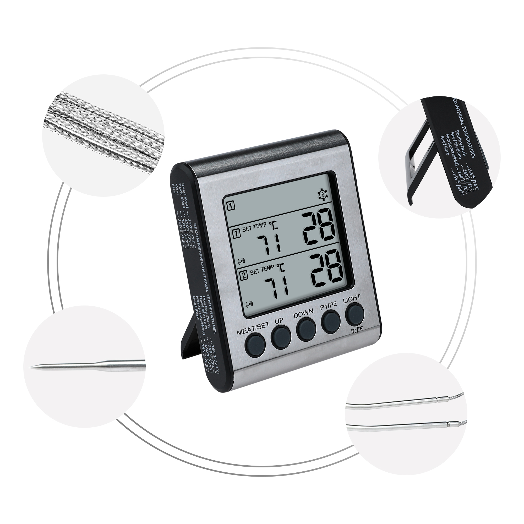 Unique Bargains Digital Meat Instant Read Cooking Thermometer Dual Probe