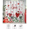 thumbnail image 5 of Valentine''s Day Shower Curtain, Pink Red Love Shower Curtains Set with Hooks, Romantic Heart Leaves Waterproof Fabric Bathroom Curtains Decor Home Accessories,Stall 36 X 72 Inch, 5 of 6