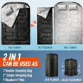 thumbnail image 5 of Double Sleeping Bag for Adults, XL Queen Size, Rectangular All-Season Design with Full-Length Wraparound Zipper, 28–59 ° F Rating, Black, 5 of 6