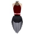 thumbnail image 6 of YiZYiF Women Glittery Rhinestone Modern Lyrical Dance Costume Flowy Tulle Skirt Ballet Leotard Dress Burgundy XXL, 6 of 7