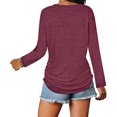 thumbnail image 5 of Womens Winter Sexy V Neck Long Sleeve Tops Solid Regular Casual Blouse Wine,S, 5 of 9