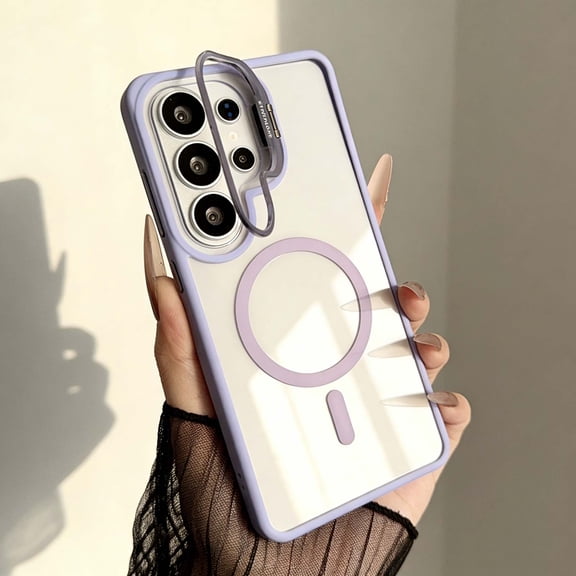 Magnetic Case for Samsung Galaxy S26 Ultra [Compatible with Mag-Safe] With Buil-in Camera Ring Kickstand, Anti-fall Clear Cover Drop Shockproof Protective Ultra Slim Phone Case Cover,Lightpurple