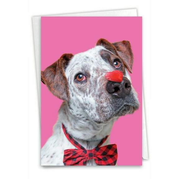 NobleWorks Miss You Greeting Card with 5 x 7 Inch Envelope (1 Card) Thinking of You, Just Because Heart Dogs C9161EMYG