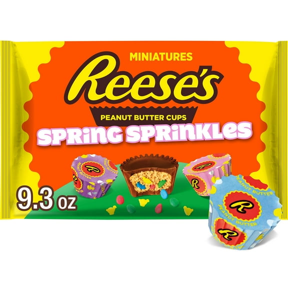 Reese's Miniatures with Sprinkles Milk Chocolate Peanut Butter Cups Easter Candy, Bag 9.3 oz