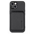 thumbnail image 1 of For Iphone 15 Carbon Fiber Leather Card Magsafe Phone Case(Black), 1 of 8