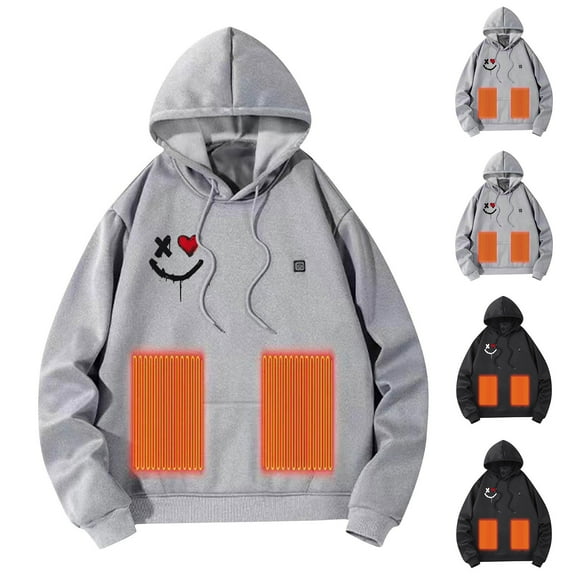 Sookity Men's Heated Jacket Waterproof Outdoor Hiking Outerwear with Hood Skiing Thermal Hooded Heated Clothing Heating Jacket For Hiking Full Zip Winter Coats,chaquetas para hombres Black L