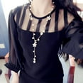 thumbnail image 2 of UDIYO Flower Faux Pearl Sweater Chain Pendant Long Necklace Women Fashion Jewelry, 2 of 6