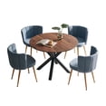 thumbnail image 2 of Yesurprise Dining Table, Mid Century Modern Kitchen Table for 4-6 People with Round MDF Table Top & Cross Metal Legs, Leisure Coffee Table for Kitchen Dining Room, 2 of 8
