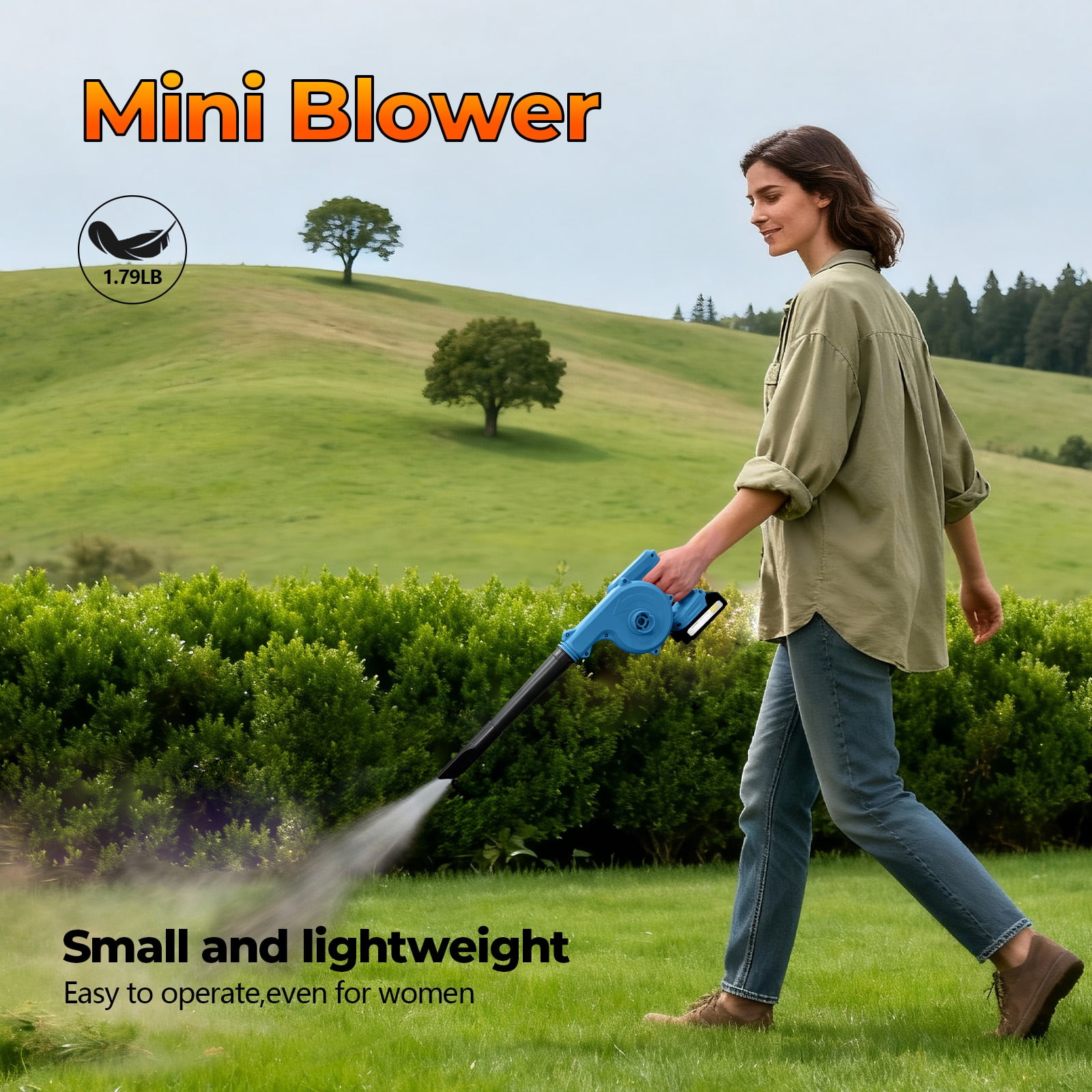YUIECHER 2-in-1 Cordless Leaf Blower & Vacuum, 300W, 12000RPM, Dual Batteries, Lightweight
