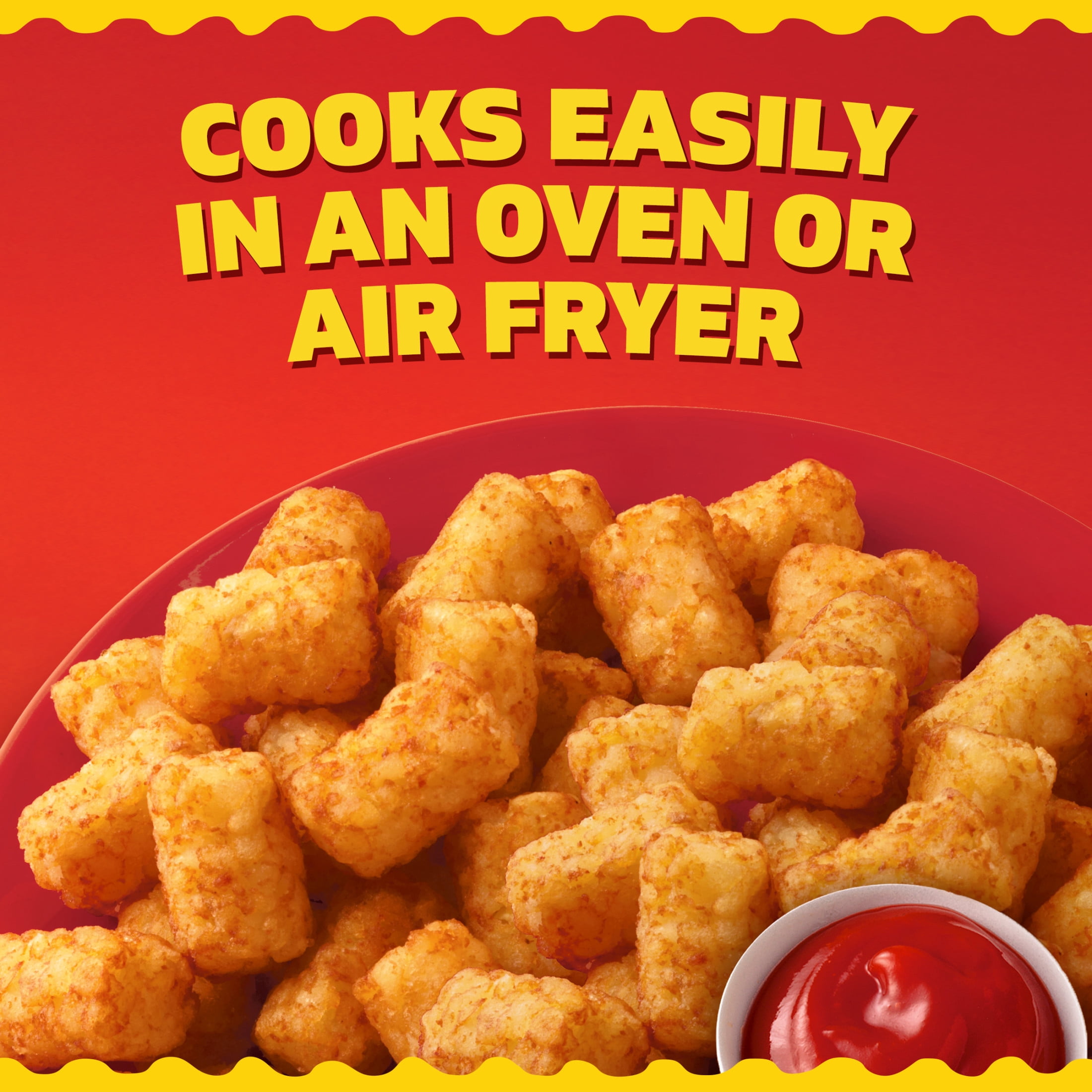 Ore-Ida Crispy Tater Tots Seasoned Shredded Frozen Potatoes, 1 Value Size Bag, for Easy Snacks and Dinner Sides, Gluten-Free, 5 lb