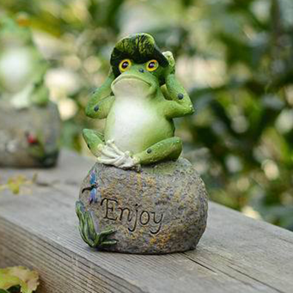 3 Pcs Frog Garden Statues Frogs Sitting on Stone Sculptures Outdoor Decor Fairy Garden Ornaments;3 Pcs Frog Garden Statues Frogs Sitting on Stone Sculptures Outdoor Decor - image 3 of 8