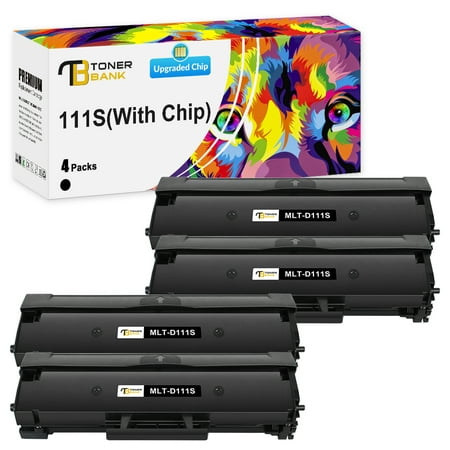 Toner Bank Compatible Cartridges Toner With Chip for Samsung MLT-D111S Xpress SL-M2020 M2020W M2022 M2022W M2024 M2070 M2070W M2070F M2070FW M2026W Printer Ink (Black, 4-Pack)