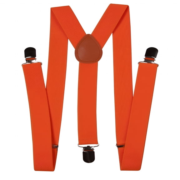 TUWAFE Suspenders Adjustable, Orange Suspenders for Men, Neon Orange