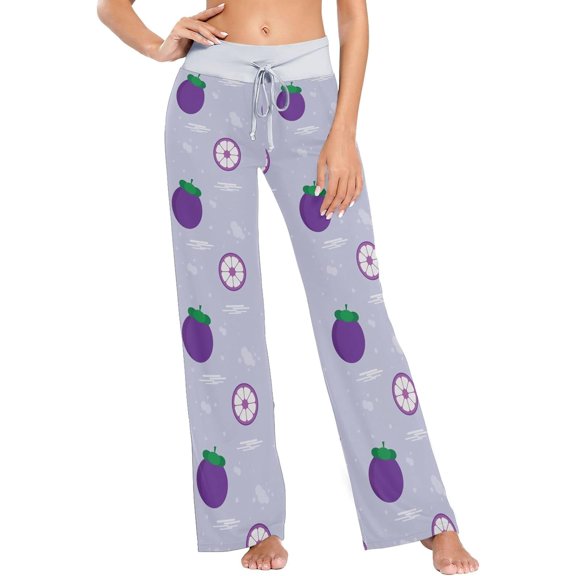 Women's Pajama Pants Mangosteen Fruits Purple Comfy Stretch Sleepwear Essentials womens Lightweight Lounge Terry Pajama Pant, Small