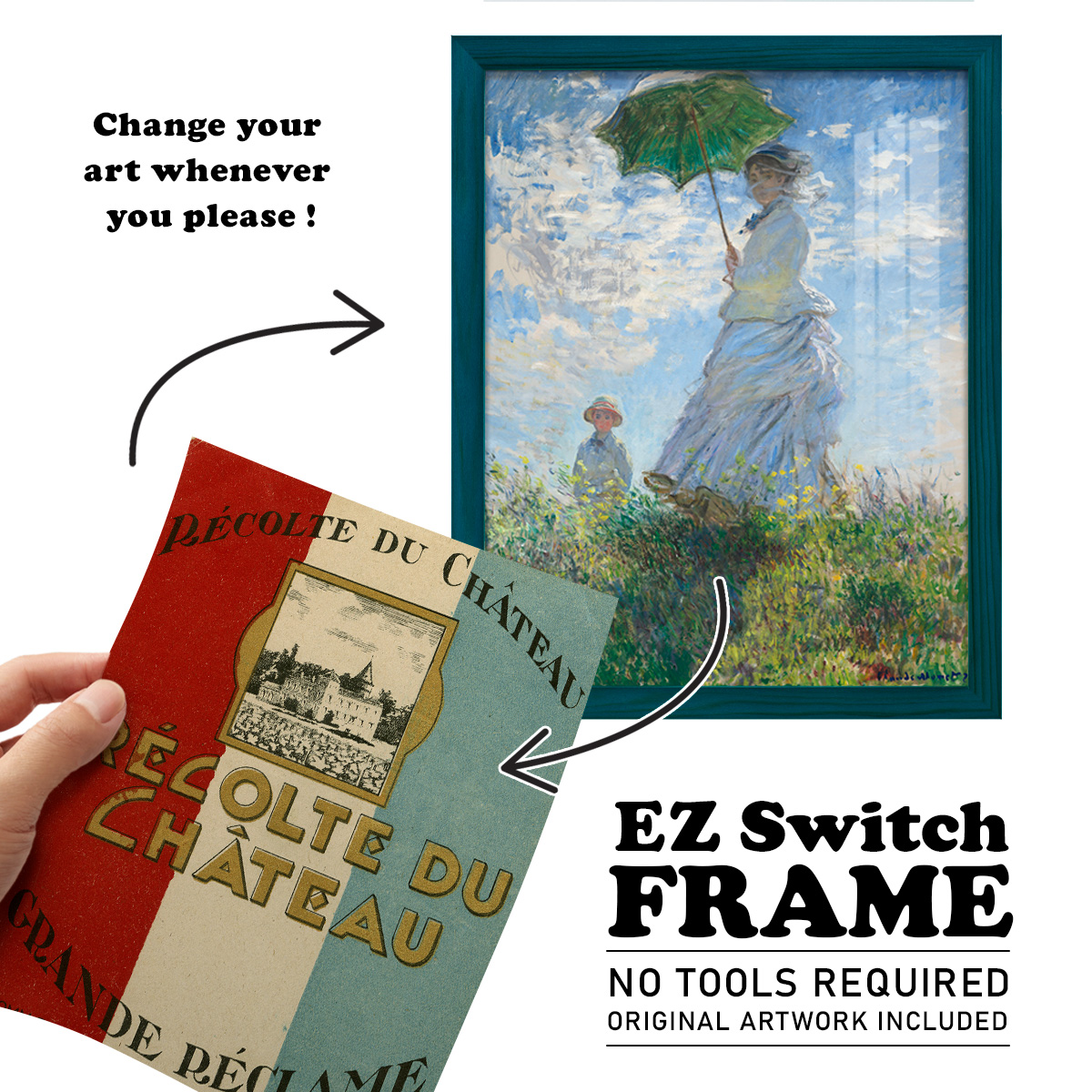 Recolte Du Chateau -Framed Print w/glass-Ocean Blue