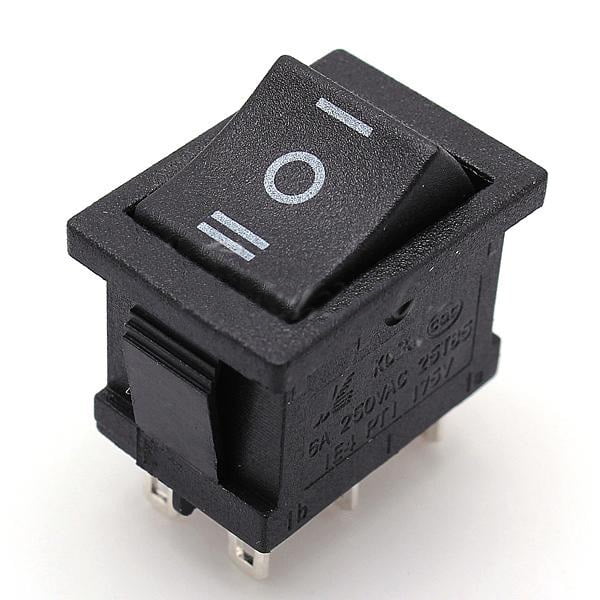 ON/OFF/ON 6-Pin DPDT 3-Position Snap-In Boat Rocker Switch AC 6A/250V 10A/125V 