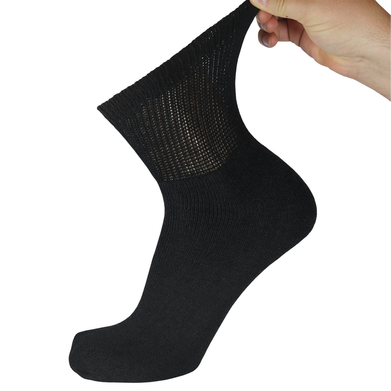 6 Pairs of Big and Tall Diabetic Neuropathy Ankle Socks, King Size Mens Athletic Quarter Socks (Black, 13-16)