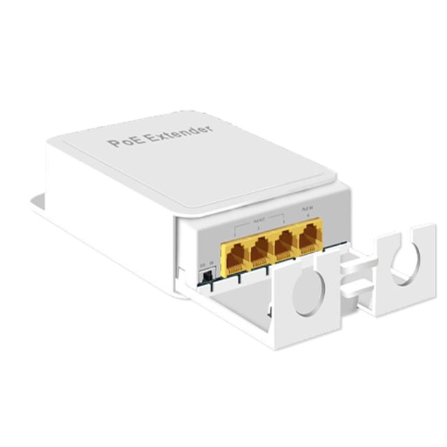 4 Port Gigabit PoE Passthrough Switch Ethernet Extender, Built-in Professional PoE Chip, Plug & Play, IP55 Waterproof, Wall-Mountable, for Outdoor Use