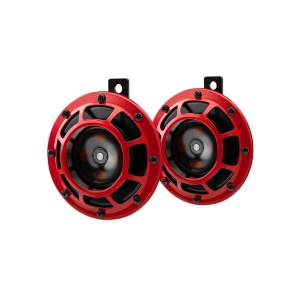 Hella 12V Horn Set 003.399-842 Red Grill Super tone 300/500 Hz,105-118 dB