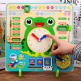 thumbnail image 2 of Asewon Jouet Éducatif en Bois Enfants École Calendrier Horloge Météo Learning Board, 2 of 7