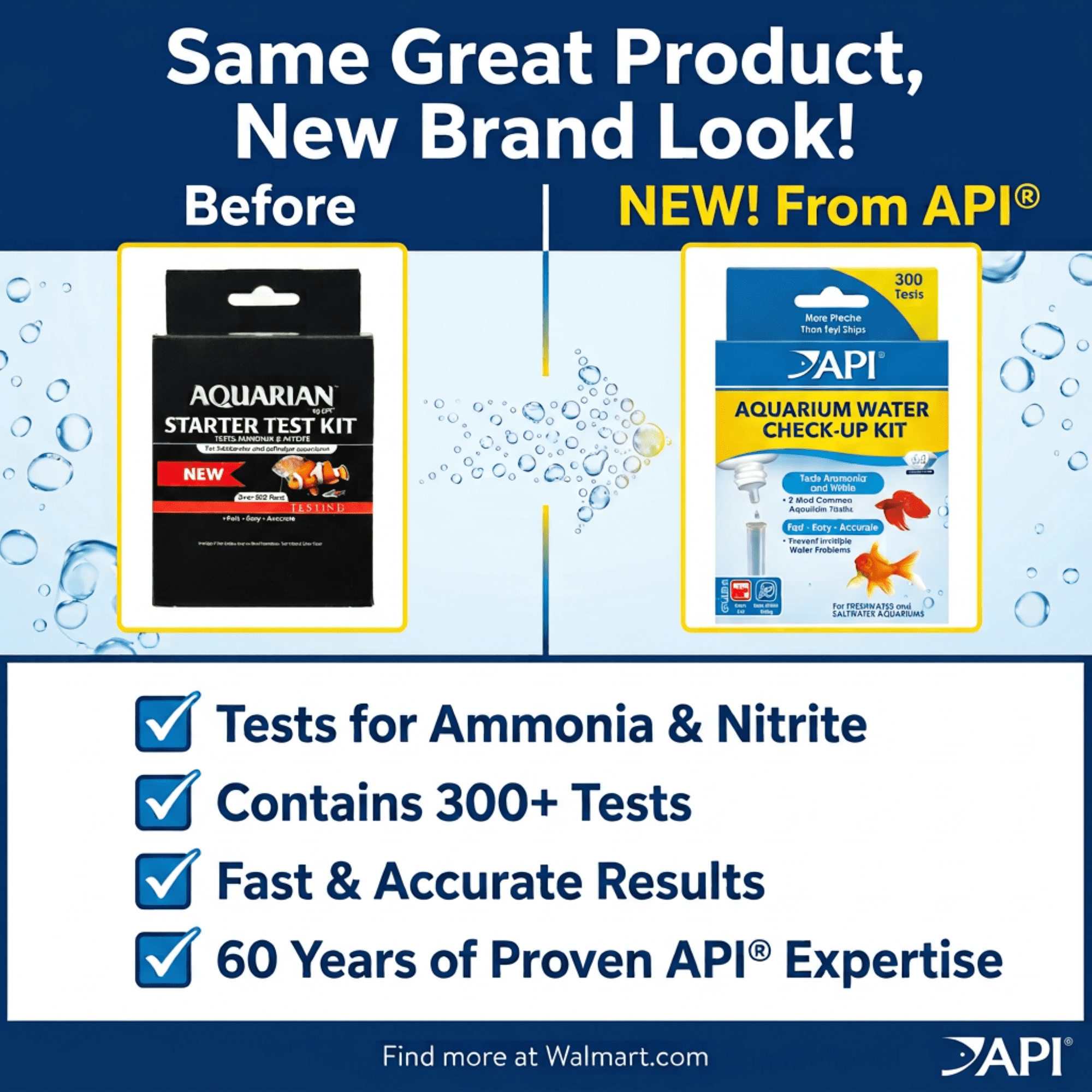 API Aquarium Water Check-Up Test Kit, 300 Tests - Accurately Test for Ammonia & Nitrite in Freshwater & Saltwater Aquariums