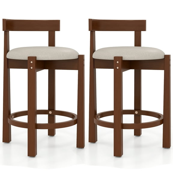 Gymax 24'' Counter Height Bar Stools Set of 2 w/Backrests & Footrests for Kitchen