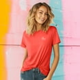 thumbnail image 3 of Dalix Be Kind Embroidered Cotton Relaxed Fit Short Sleeve Crewneck Tee Shirt Women in Poppy Red S Small, 3 of 5
