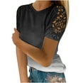 thumbnail image 1 of Hauts Décontractés pour Femmes Dentelle Florale T-Shirts Mode Col Rond Blouses Manches Courtes Été Boho Tuniques, 1 of 5