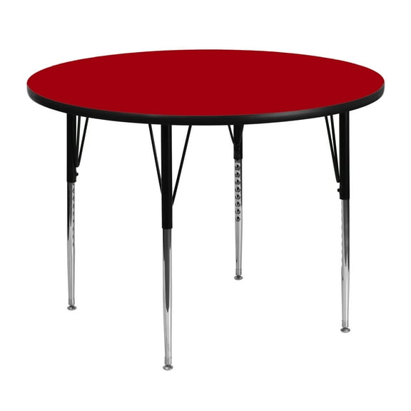 Flash Furniture 48'' Round Red Thermal Laminate Activity Table - Standard Height Adjustable Legs