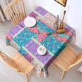 thumbnail image 2 of Bohemian Pioneer Flower Patchwork Square Tablecloth,Waterproof Square Table Cover,Wipeable Spillproof Washable Table Cover for Home Kitchen Party Decor 60"x60"(152x152cm), 2 of 6
