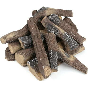 Gas Fireplace Logs 10pcs Fake Fireplace Logs Faux Electric Fireplace Logs for Gas Fireplace Insert Large Ceramic Wood Fake Fire Logs for Outdoor Fire Pit Firebowl Indoor Fireplace Decoration