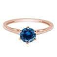 thumbnail image 3 of 14k Rose Gold Round Cut Simulated Blue Sapphire Solitaire Engagement Ring Jewelry For Womens Ring Size 6, 3 of 3