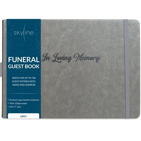 Skyline Funeral Guest Book, 120 Pages,10''x7'', Grey