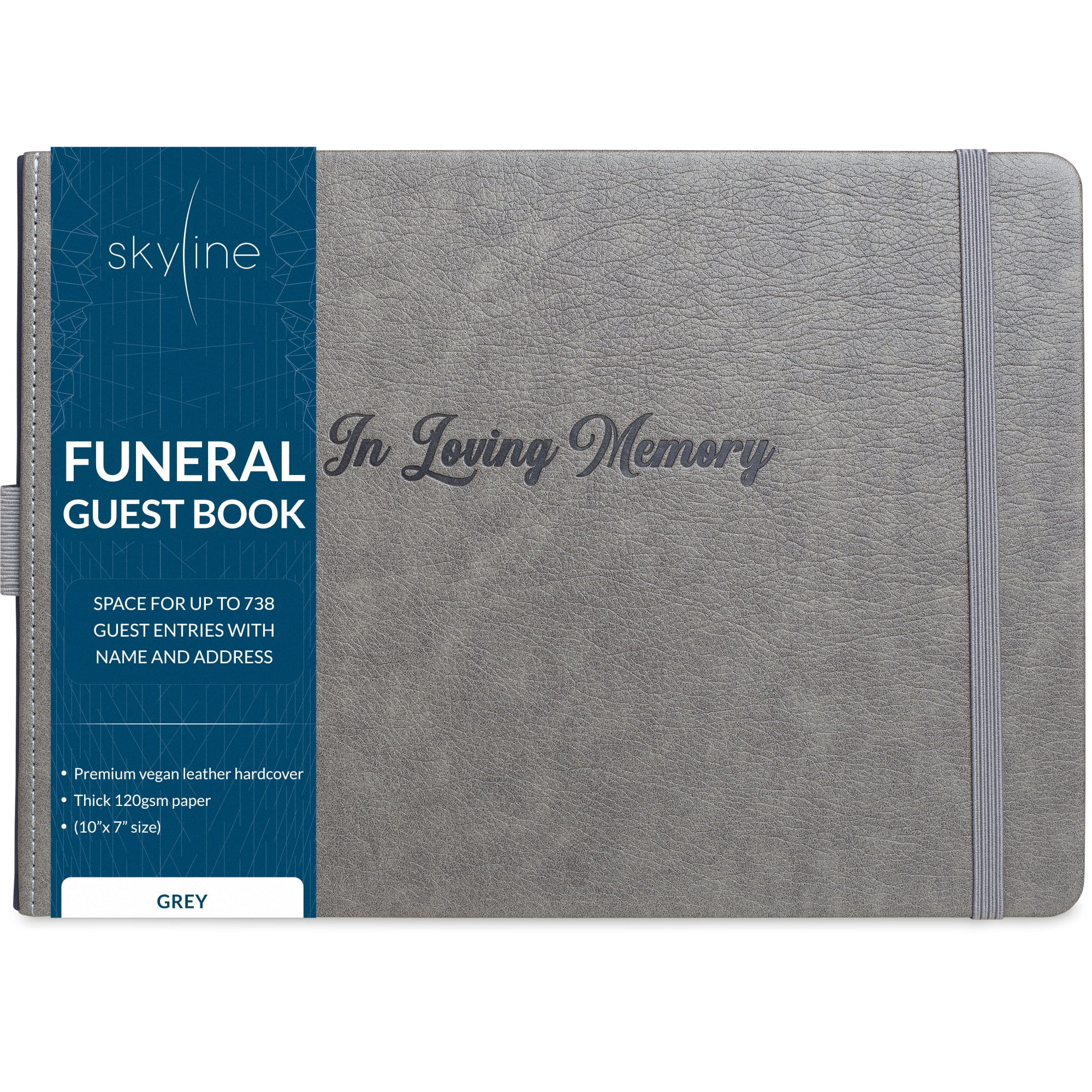 Skyline Funeral Guest Book, 120 Pages,10''x7'', Grey