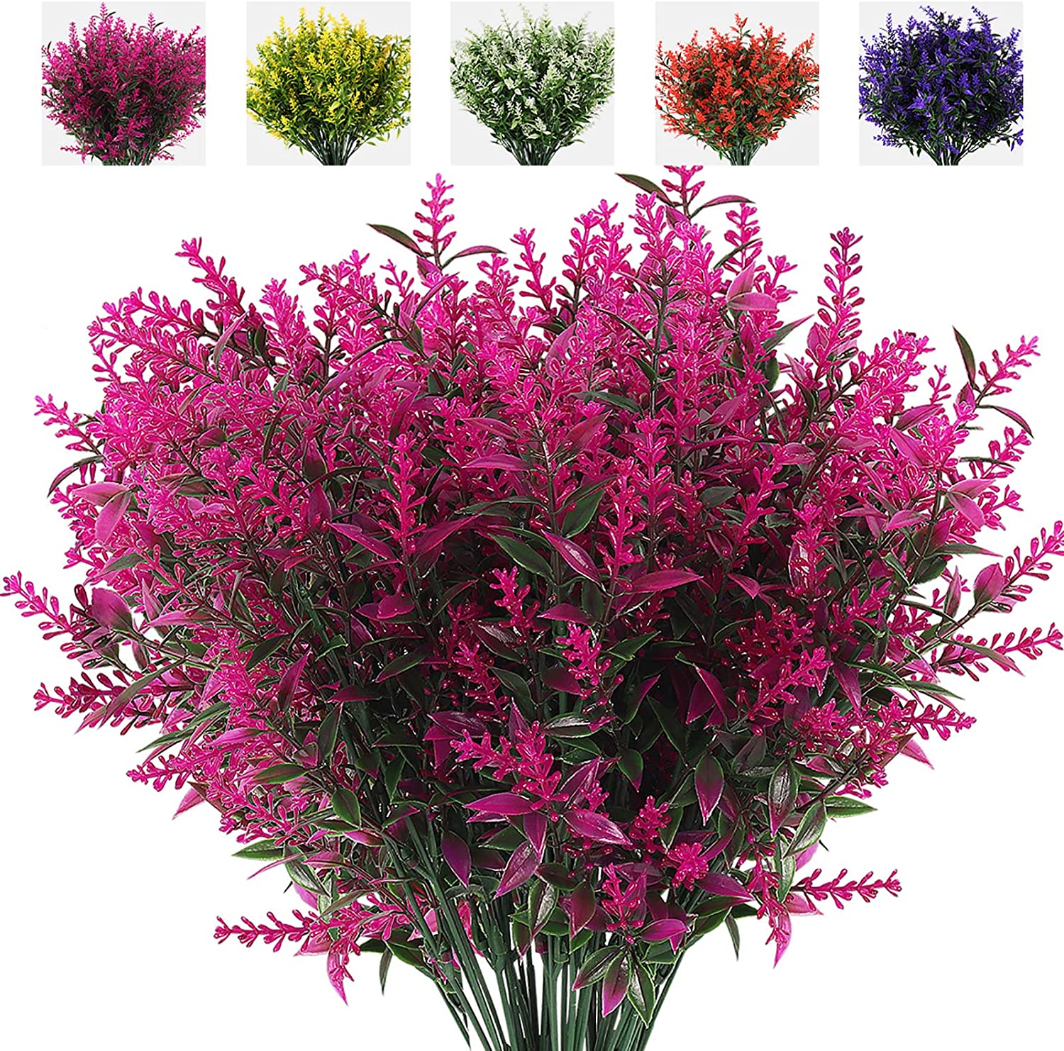 XILAIGO 8 Bundles Artificial Flowers Fake Outdoor Plants Faux UV ...